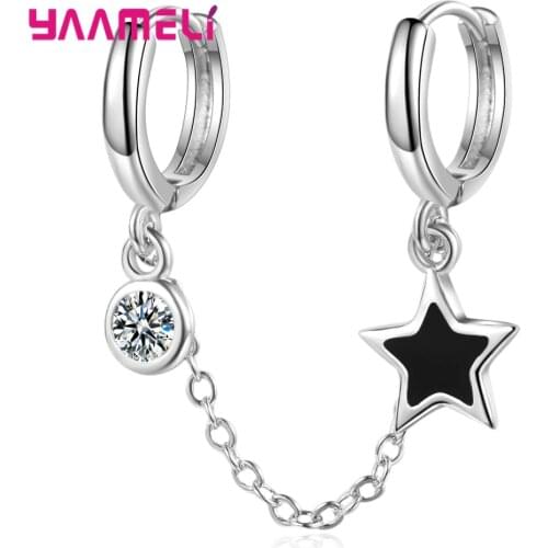 Earring Ear Jewelry 925 Sterling Silver Decoration for Men Women Cubic Zircon Statement Double Holes Loop Hoop Pendientes