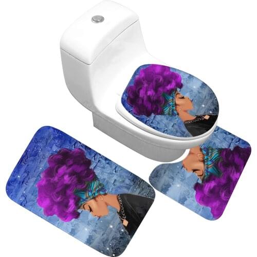 Zeegle Africa Ethnic Bath Mat Set Flannel Toilet Rug Bathroom Carpet Lid Cover Mat Bathroom Home Decor Shower Room Rug