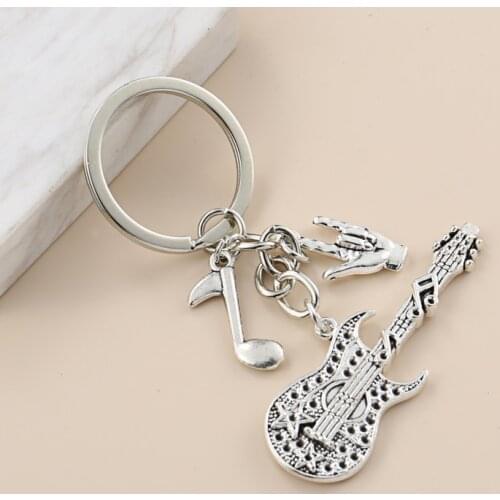 New Idol Keychain Artist Key Ring Music Notes Guitar I Love You Gesture Musical Instruments Key Chain Festival Gifts Jewelry