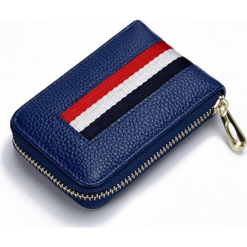 Genuine Leather Card Holder Female Male Wallet for Cards Business Credit Card Case Patchwork ID Cardholder Unisex Zip Purse Rfid