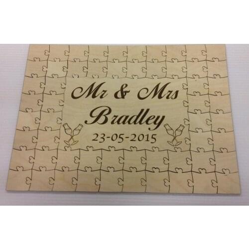 Personalised wooden wedding guest book jigsaw puzzle keepsake anniversary gift