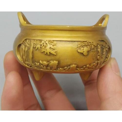 China brass insert Incense burner small crafts statue