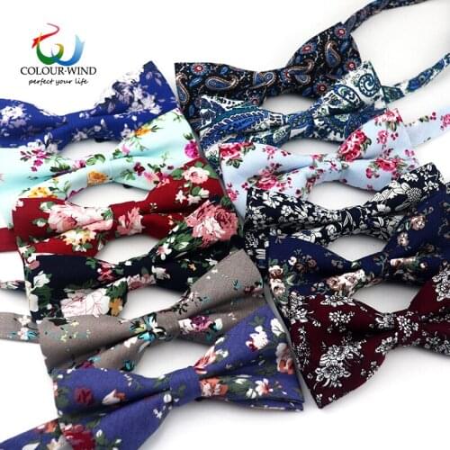 Classic Floral Bow Ties For Men Cotton Rose Paisley Printed Butterfly Wedding Party Business Suit Gravata Colorful Accessories