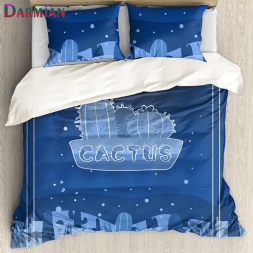 DARMIAN Blue Cactus Printing Modern Style Duvet Cover Set Comforter Bed Linen Twin Queen King Single Double Bedding Luxury Set