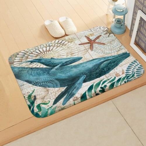 Mat in Hallway Marine Pattern Doormats Sea Turtle Octopus Home Decorative Living Room Rug Anti-Slip Kitchen Carpet 60/80/120cm