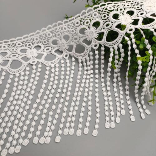 1Meter Hollow Out Floral Embroidered Water Soluble Lace Ribbon Milk Silk White Lace Tape DIY Handmade Crafts Fringe Tassel
