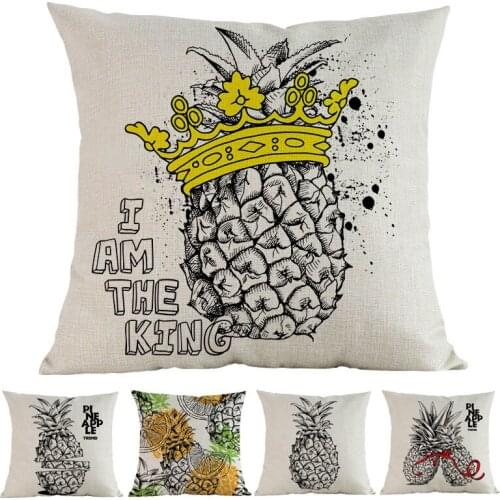 Fashion Creative fruit Pineapple Trend Black Colors Linen Throw Pillow Case Home Decorative Sofa Chair Cushion Cover