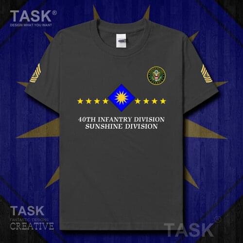US armed forces US 40th Infantry Division sports cotton sweatshirt mens t shirt new Tops Short sleeve Fashion Tactical Military