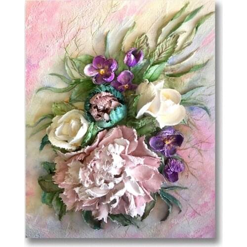 Flower DIY Cross Stitch 11CT Embroidery Kits Craft Needlework Set Printed Canvas Cotton Thread Home Decoration Design