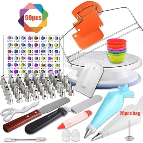 90PCS Baking Tool Set DIY Cake Decorating Tool Stainless Steel Pastry Nozzles Kit Flower Icing Piping Baking Tools Fondant Tool