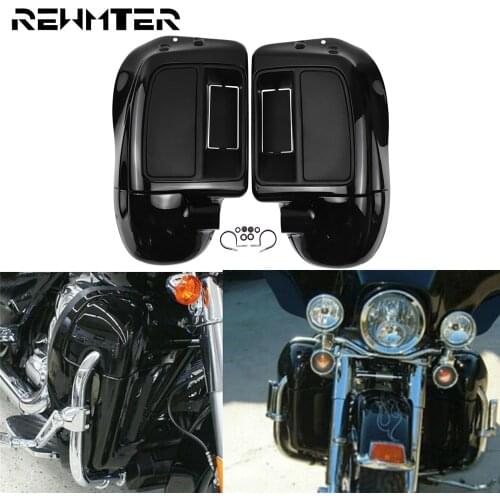 Motorcycle Lower Leg Warmer Vented Fairing Glove Box Vivid Black For Harley Touring Electra Glide Road King Street Glide 2014-19