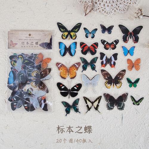40pcs/pack Butterfly Stickers Diary Sealing Label Sticker Decal Travel Sticker Diy Scrapbooking Diary Planner Albums Decoration