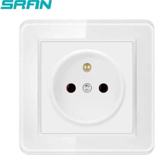 SRAN wall socket france,French Standard Ground 16A 82mm*82mm PC or Glass panel with safety gate white power socket