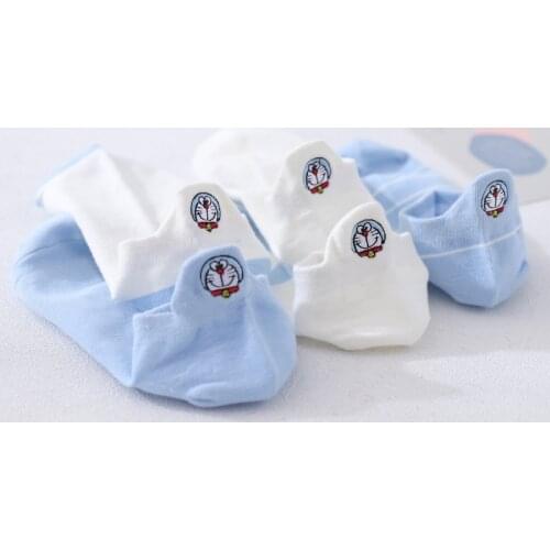 Boat Socks Women Doraemon Catoon Woman Sock Sweet Cotton Sox White Thin Ladies Breathable Summer Classic Lady Calcetines Hombre