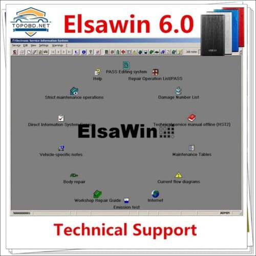 Newest ELSAWIN 6.0 for A-udi for V-W Auto Repair Software ELSA WIN V6.0 send 80GB HDD car repair software multi-language
