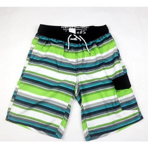 2020 New Big Boys Fashion Casual Summer Beach Shorts Teenage Kids Elastic Waist Striped Print High Waist Loose Shorts Beach Wear