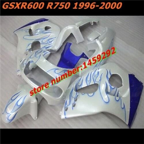 White blue flames For SUZUKI GSX600 750 GSXR 600 1996 1997 1998 1999 2000 GSXR600 750 96 97 98 99 00 Fairing