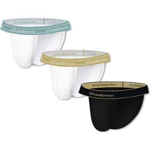 ORLVS 3Pc/lot Sexy Men Underwear Briefs Cueca Cotton Man Underpants Breathable U Convex Gay Bikini Brief Male Panties OR6220