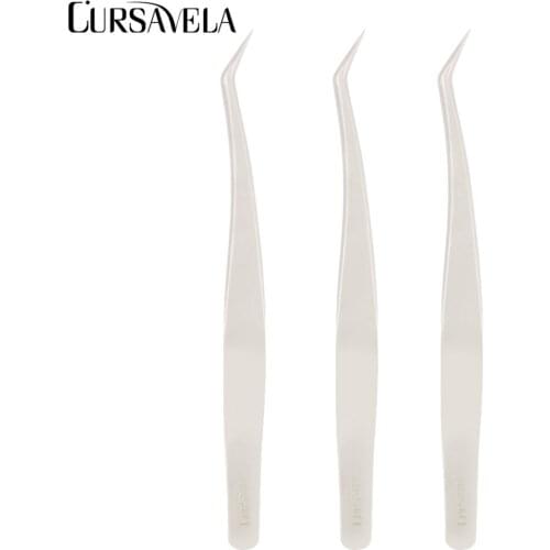 CURSAVELA 1PCS Extension Lashes Tweezer Straight/Curved Pointed Anti-static Precision Tweezers Volume Individual Lashes Tweezers