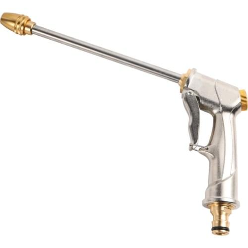 Alloy Metal High Pressure Long Rod Water Gun Garden Flower Grass Irrigation Spray Gun Car Washing Floor Cleaning Pet Bath Tool