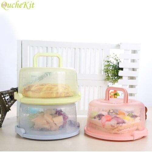 Plastic Round Cake Container Trays Packaging Cake Box Holder Wedding Party Favor Gift Boxes Fruit Box Cake Shop Accessories