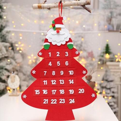 Festive Supplies Red cloth Cartoon Santa Claus calendar Hanging Christmas Pendant Drop Ornaments