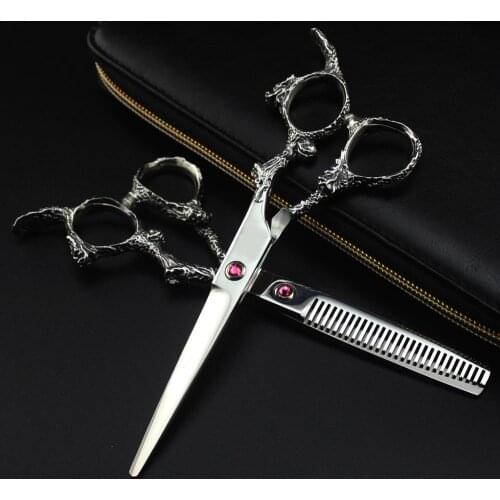 Titan Professional barber tools Sliver hair scissor Japanese hair scissors professional hairdressing dragon handle scissors