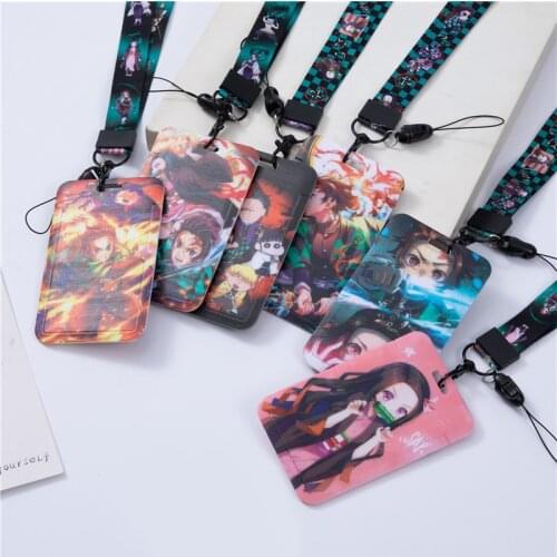 Anime Demon Slayer Kimetsu No Yaiba Neck Strap Lanyard for Keys USB ID Card Set Mobile Phone Straps Webbing Ring Hanging Rope