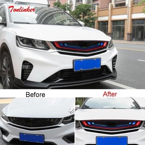 Tonlinker Interior Car Racing Grills for Geely SX11 Coolray Cover Case Stickers Car Styling 6 PCS Set Cover Stickers