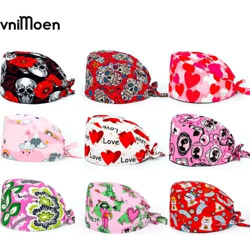 Red series Women Operating Room Hats Pharmacy Nursing Cap Laboratory Pet Shop Doctor Hat Surgicals Hat Unisex Operating Room Hat