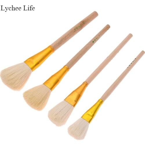 Lychee Life Cleaning Wooden Handle Diy Painting Brush Professional Color Painted Pottery Painting Accessories