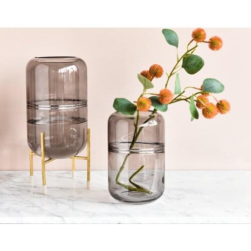 Creative Glass Vase Transparent Flower Arrangement Decoration Home Gardening Soft Decoration Designer Light Luxury Decoration