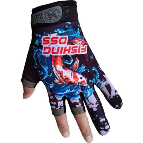 Comfortable 3 Finger Cut Fishing Glove Breathable Anti-slip Elastic Finger Protector Easy to Hang Bait For Lure Fishing Glove
