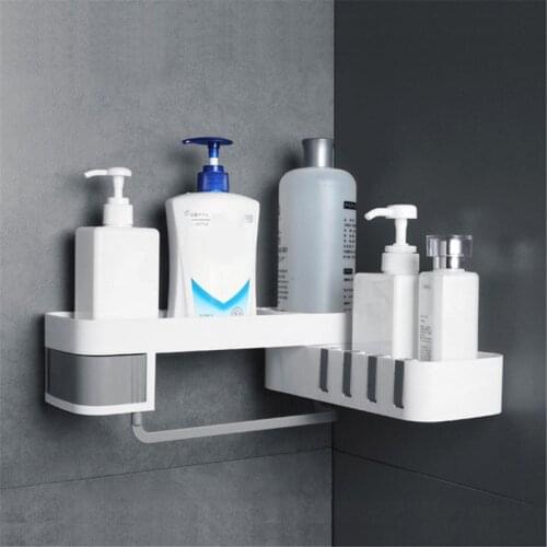 Bathroom Corner Shelf Shower Shampoo Organizer Rotatable Without Drilling With 4