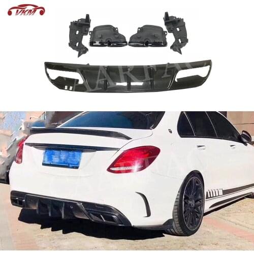 Carbon Fiber Rear Diffuser Spoiler Bumper Cover for Mercedes Benz C class W205 Sedan 4 Door C43 C63 AMG Sport 2015 - 2019 FRP