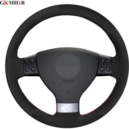 Car Steering Wheel Cover Hand-stitched Black Suede For Volkswagen VW Golf 5 (V) Golf Plus Polo Jetta Passat Variant Tiguan