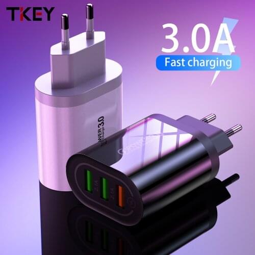 Tkey Quick Charge 3.0 USB Charger QC3.0 Fast Charging Multi Charger for Samsung S10 Xiaomi Mi9 iPhone X Wall Phone Charger