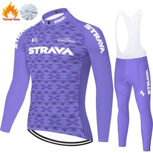 Strava Winter Thermal Fleece Conjunto Bretele Masculino Велоспорт Maillot Hombre Jersey Set Ciclismo Cycling Cycling Equipment