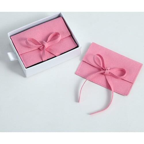 10pcs Rose red Microfiber Jewelry Bag Organizer Custom Small Pouches For Ring Necklace Bracelet Packing Display Custom Logo Size