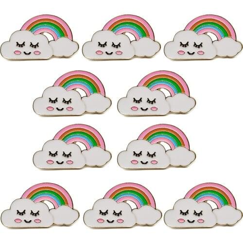 10pcs Cute Rainbow Pins Golden Metal Enamel Brooche Brooches On Clothes Backpacks Badges Jewelry Accessories