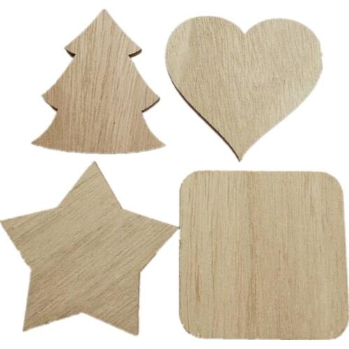 10PCS Unfinished Christmas Trees Wood Crafts DIY Scrapbooking for Wooden Ornament Home Decoration Sewing Accessories