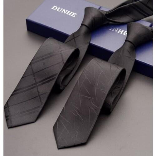 High Quality 2021 New Silk Wedding Ties for Men 6cm Skinny Necktie Designers Brand 2.36 Inches Slim Black with Gift Box