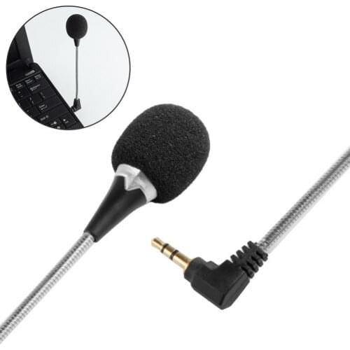 3.5mm Mini Flexible Metal Interface Microphone Mic Bent Head Reduce Noise Record Microphone for PC Laptop Notebook Sound Card