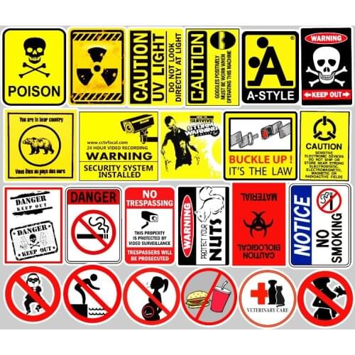 50pcs/lot Cartoon Warning Sign Cool stickers for kids toy luggage car suitcase laptop phone skateboard PVC Waterproof stickers