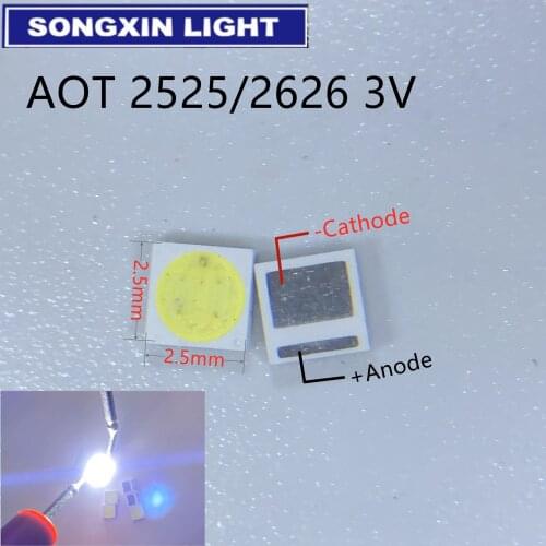 50pcs Original FOR AOT LED 3030 lamp beads 1.6W 110-120LM LCD TV Backlight Lamp beads 3V SMD cool white EMC For CREE 3030 3V 2W