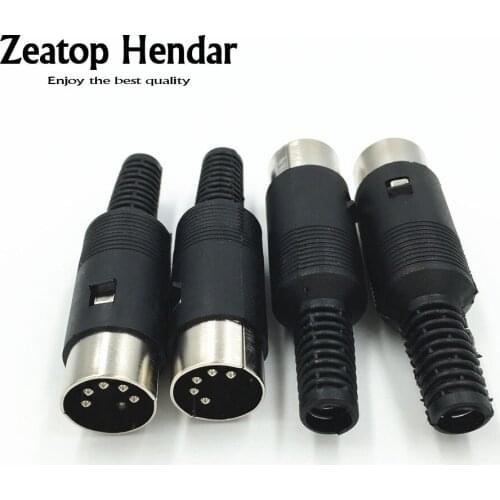 50Pcs DIN 5Pin Male Plug Cable Connector 5 Pin with Plastic Handle