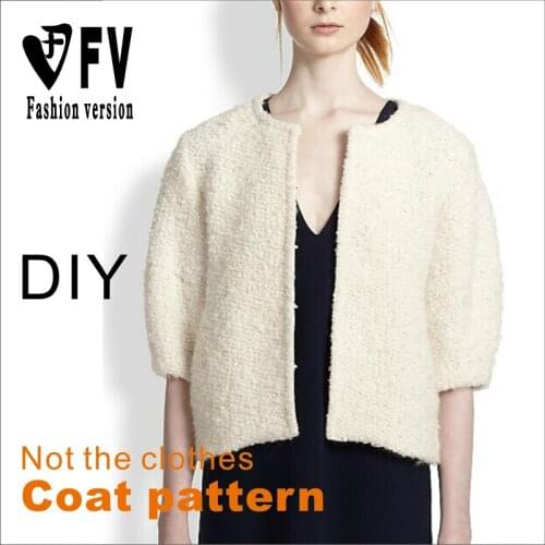 Cutting pattern womens round neck lantern sleeve short coat pattern 1:1 garment structure drawing BWT-19