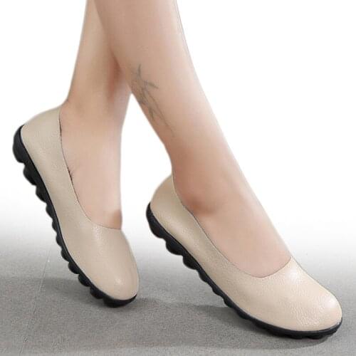 Women Flats Shallow Women Shoes for Nurse Ballerina Chaussures Femme Casual Women Loafers Genuine Leather Ballet Flat Shoes 2688
