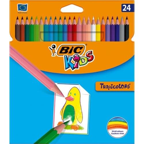BIC Kids Tropicolors Colouring Pencils - Assorted Colours, 24 of Wallet