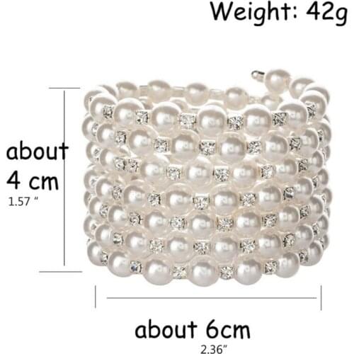 Bracelet with Crystals Diamonds Artificial Pearl Bracelet Wedding Bridal Party Bridal Jewelry Pearl Wedding Party Gifts Y1UA